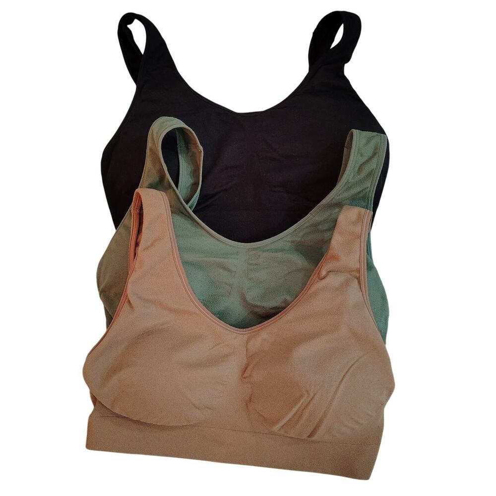 Joyspun Womens 3XL XXXL Plus Size Sports Bra Lot of 3 Black Green Tan